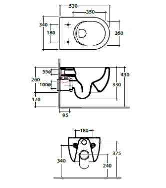 MODE WALL-HUNG TOILET 53CM MATT WHITE - MES02BO