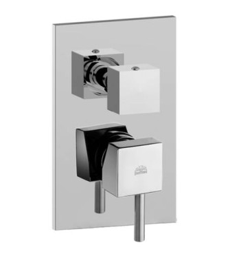 PAFFONI LEVEL SINGLE-LEVER BUILT-IN SHOWER MIXER WITH CHROME DIVERTER AND STAINLESS STEEL PLATE - LEA018CR/M