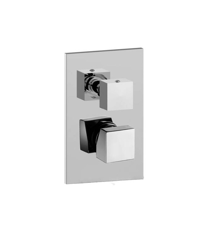 PAFFONI LEVEL SINGLE-LEVER BUILT-IN SHOWER MIXER WITH CHROME DIVERTER AND STAINLESS STEEL PLATE - LEA019CR/M