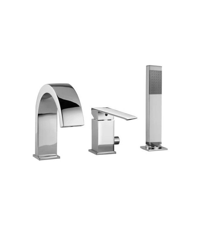 PAFFONI LEVEL 3-HOLE CHROME BATH RIM MIXER - LEA040CR