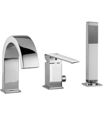 PAFFONI LEVEL 3-HOLE CHROME BATH RIM MIXER - LEA040CR