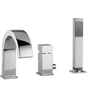 PAFFONI LEVEL 3-HOLE CHROME BATH RIM MIXER - LEC040CR