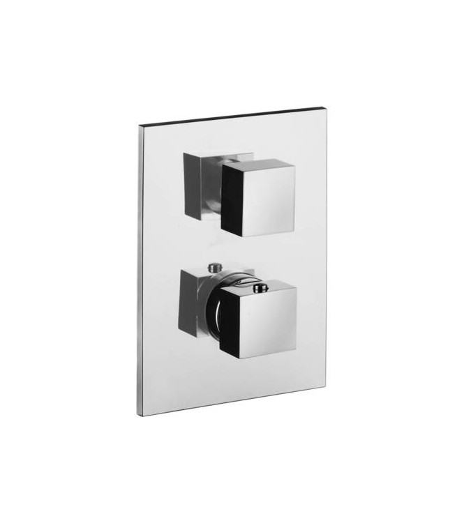 PAFFONI LEVEL CHROME-PLATED BUILT-IN THERMOSTATIC SHOWER WITH STAINLESS STEEL PLATE - LEQ518CR/M