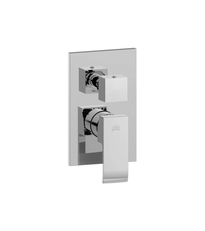 PAFFONI LEVEL SINGLE-LEVER BUILT-IN SHOWER MIXER WITH CHROME DIVERTER AND ABS PLATE - LES018CR