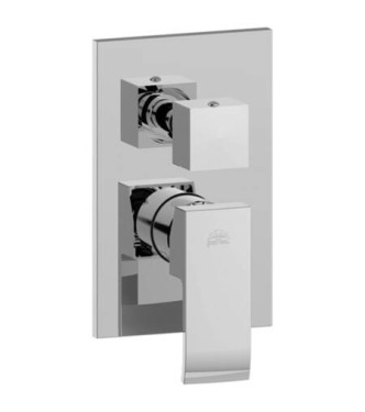 PAFFONI LEVEL SINGLE-LEVER BUILT-IN SHOWER MIXER WITH CHROME DIVERTER AND STAINLESS STEEL PLATE - LES019CR/M