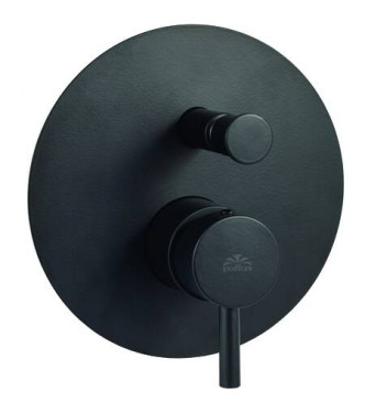 PAFFONI LIGHT EXTERNAL PART BUILT-IN SHOWER MIXER WITH MATT BLACK DIVERTER WITH METAL PLATE - LIGBOX015NO/M