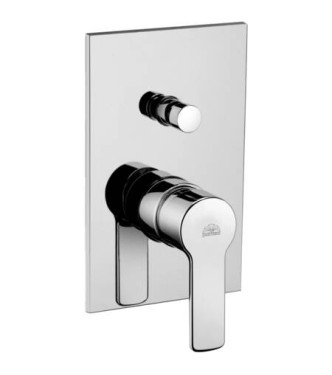 PAFFONI RED SINGLE-LEVER BUILT-IN SHOWER MIXER WITH CHROME DIVERTER AND STAINLESS STEEL PLATE - RED015CR/M