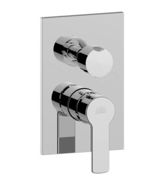 PAFFONI RED CHROME-PLATED BUILT-IN SHOWER MIXER WITH 2 OUTLETS AND STAINLESS STEEL PLATE - RED018CR/M