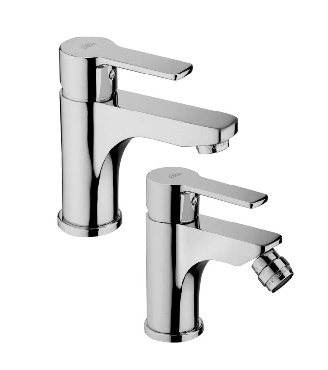 CHROME WASHBASIN AND BIDET MIXER SET WITHOUT DRAIN -  RED BY PAFFONI - RED-71