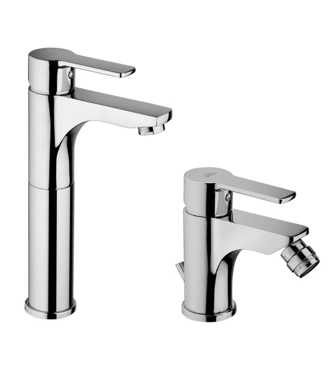 PAFFONI RED HIGH SPOUT WASHBASIN MIXER + BIDET MIXER WITH DRAIN - REDLAB