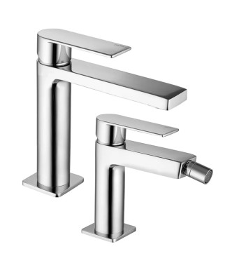 CHROME SINK AND BIDET MIXER SET WITHOUT DRAIN - TANGO BY PAFFONI - TA-71C