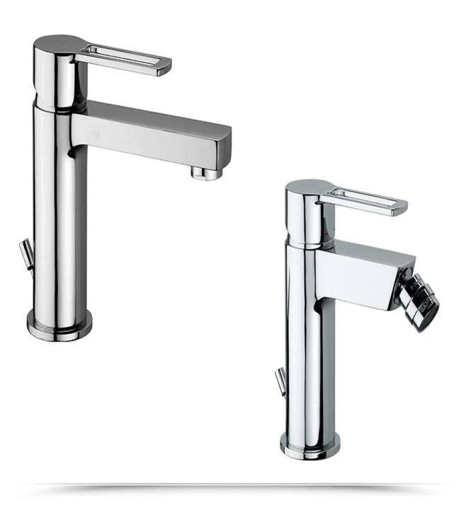 PAFFONI RINGO DESIGN WASHBASIN AND BIDET MIXERS WITH DRAIN - RINLB