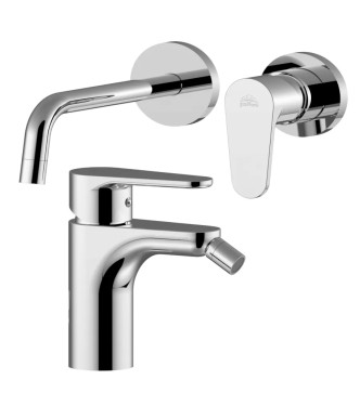 SET MISCELATORE LAVABO CON BOCCA 17,8 CM E BIDET SENZA SCARICO CROMATO -  GREEN DI PAFFONI - GR-51C