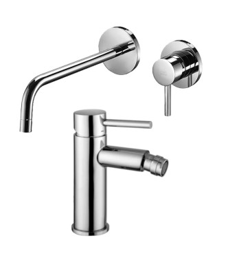SET MISCELATORE LAVABO 7 CM BOCCA 17,8 CM CON BIDET SENZA SCARICO CROMATO -  STICK DI PAFFONI - SK-31C