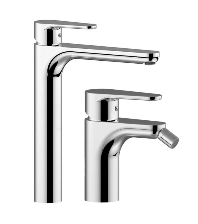 EXTENDED WASHBASIN MIXER AND BIDET SET WITHOUT DRAIN, CHROME -  GREEN BY PAFFONI - GR-81C