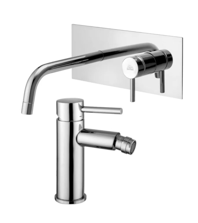 SET MISCELATORE LAVABO BOCCA 12,3 CM CON BIDET SENZA SCARICO CROMATO -  STICK DI PAFFONI - SK-41C