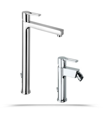 PAFFONI RINGO HIGH SPOUT WASHBASIN AND BIDET TAPS WITH AUTOMATIC DRAIN - RINLAB