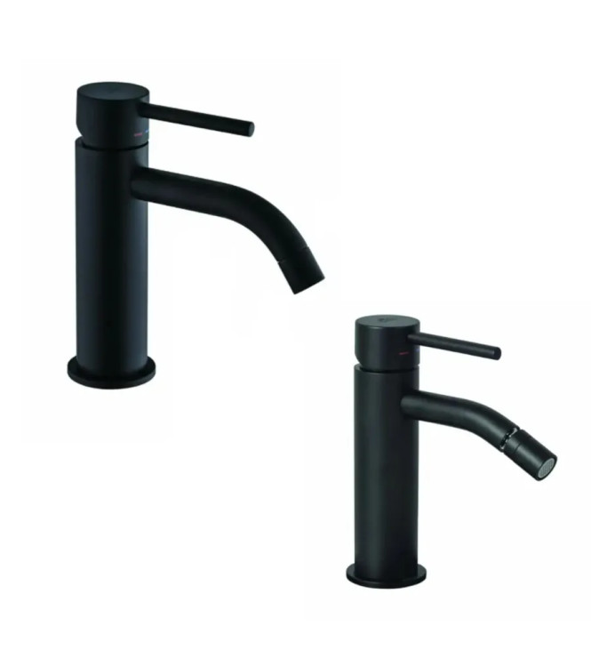 MATTE BLACK WASHBASIN AND BIDET MIXER SET - LIGHT BY PAFFONI - LG-LBN