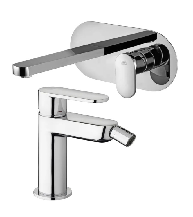SET MISCELATORE LAVABO BOCCA 20 CM CON BIDET SENZA SCARICO CROMATO -  CANDY DI PAFFONI - CA-51C