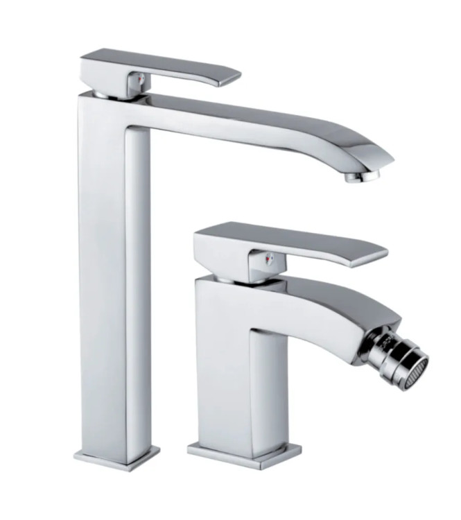 EXTENDED WASHBASIN MIXER SET AND BIDET WITHOUT DRAIN IN CHROME -  LEVEL DI PAFFONI - LS-81C