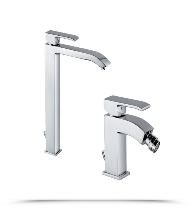 PAFFONI LEVEL CROMO MISCELATORE LAVABO ALTO + BIDET SCARICO AUTOMATICO - LEVELLAB