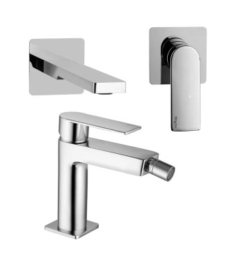 24 CM BUILT-IN WASHBASIN MIXER SET WITH CHROME BIDET - TANGO BY PAFFONI - TA-27C