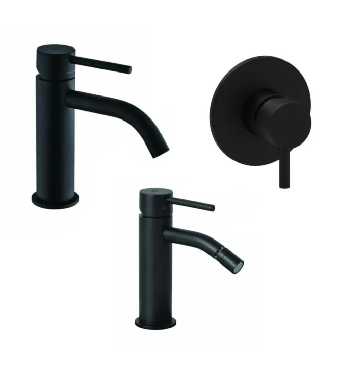 SET MISCELATORE LAVABO E BIDET + INCASSO DOCCIA NERO OPACO - LIGHT DI PAFFONI - LG-L2N