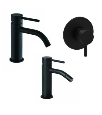SET OF SINK AND BIDET MIXER WITH BUILT-IN SINGLE-LEVER SHOWER 11 CM MATT BLACK -  LIGHT BY PAFFONI - LG-L2N