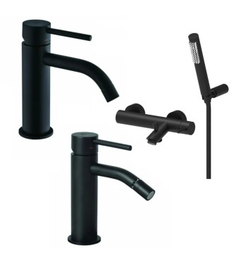 SET MISCELATORE LAVABO E BIDET + INCASSO VASCA NERO OPACO - LIGHT DI PAFFONI - LG-B1N