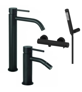 SET MISCELATORE LAVABO PROLUNGATO + BIDET + ESTERNO DOCCIA NERO OPACO - LIGHT DI PAFFONI - LG-LD7N