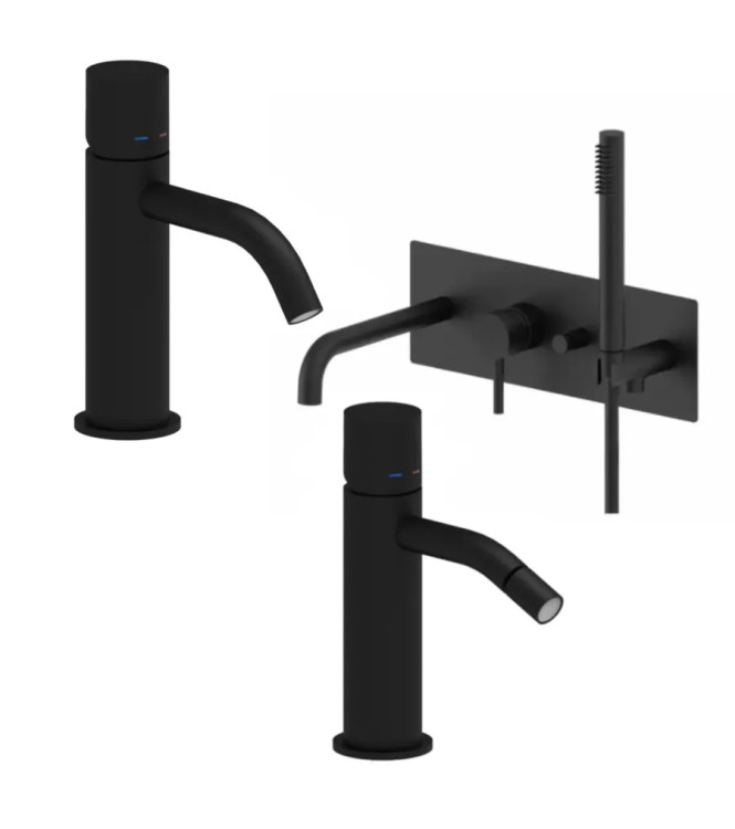 SET MISCELATORE LAVABO E BIDET SENZA LEVA + INCASSO VASCA NERO OPACO - LIGHT DI PAFFONI - LG-LX2N