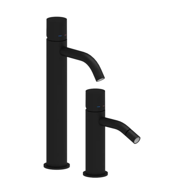 EXTENDED WASHBASIN AND BIDET MIXER SET WITHOUT LEVER IN MATT BLACK -  LIGHT BY PAFFONI - LG-X81N