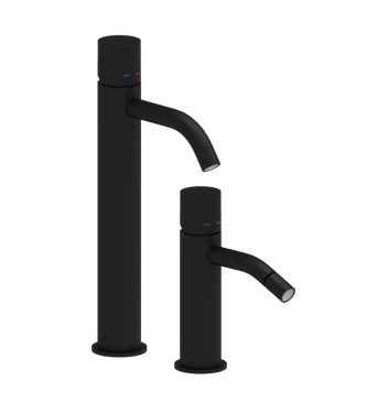 SET MISCELATORE LAVABO PROLUNGATO E BIDET SENZA LEVA NERO OPACO -  LIGHT DI PAFFONI - LG-X81N