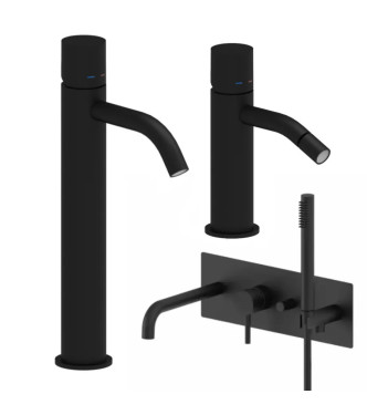 SET MISCELATORE LAVABO PROLUNGATO + BIDET SENZA LEVA + INCASSO VASCA NERO OPACO - LIGHT DI PAFFONI - LG-PX2N
