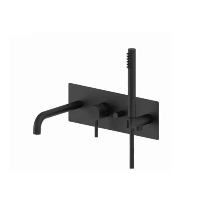 SET OF WASHBASIN AND BIDET MIXER WITH U-SHAPED SPOUT AND BUILT-IN BATHTUB, MATT BLACK -  LIGHT BY PAFFONI - LG-A2N