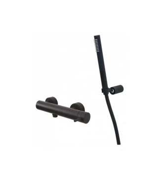 WASHBASIN AND BIDET MIXER SET WITH U-SHAPED SPOUT AND EXTERNAL SHOWER IN MATT BLACK - LIGHT BY PAFFONI - LG-A7N