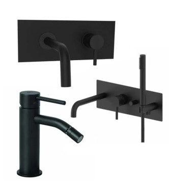 SET MISCELATORE INCASSO LAVABO + BIDET ED INCASSO VASCA NERO OPACO - LIGHT DI PAFFONI - LG-A11N