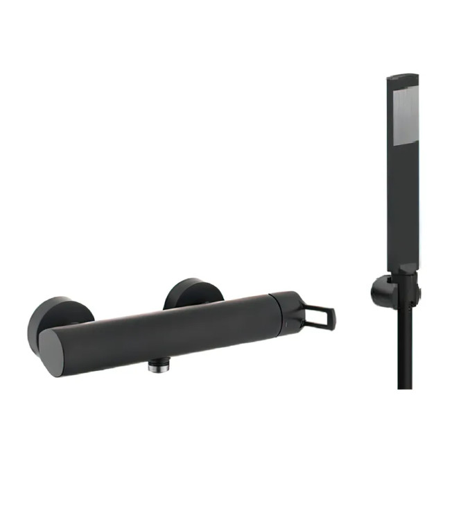 EXTENDED WASHBASIN AND BIDET MIXER SET WITH EXTERNAL MATT BLACK SHOWER -  RINGO DI PAFFONI - RI-86N