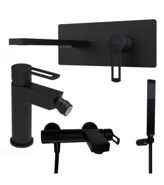 15 CM WASHBASIN MIXER SET WITH BIDET AND EXTERNAL MATT BLACK BATHTUB -  RINGO DI PAFFONI - RI-43N