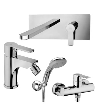 SET MISCELATORE LAVABO BOCCA 20 CM E BIDET + ESTERNO DOCCIA CROMATO - RED DI PAFFONI - RED-56