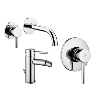 PAFFONI STICK WALL-MOUNTED WASHBASIN MIXER SK006CR70 + BIDET MIXER SK135CR + SK010CR BUILT-IN SHOWER MIXER - SMBDM