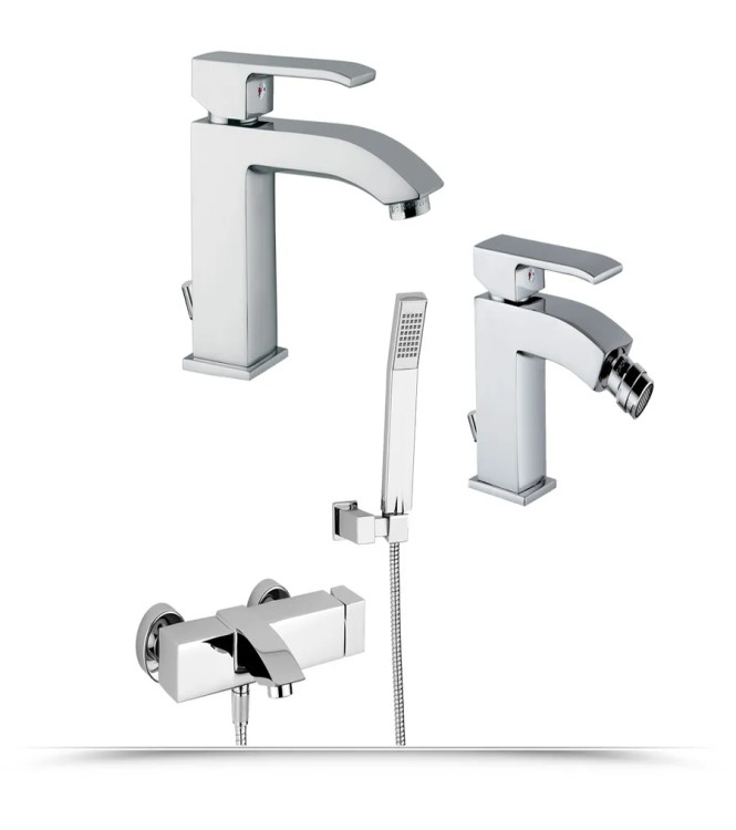 PAFFONI LEVEL WASHBASIN + BIDET + BATHTUB MIXER WITH HAND SHOWER - LEVELLBV