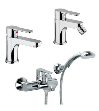 PAFFONI "BLU" WASHBASIN, BIDET AND DUPLEX BATHTUB MIXERS WITH HAND SHOWER - BLULBV