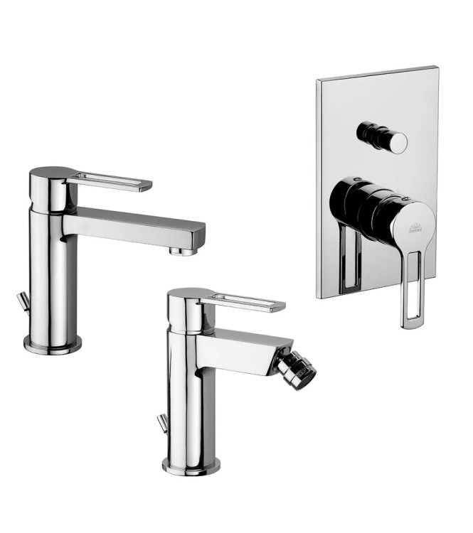 PAFFONI RINGO SET WASHBASIN, BIDET AND BUILT-IN SHOWER WITH DIVERTER - RINLBDD