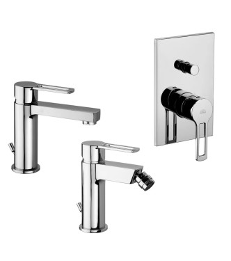 PAFFONI RINGO SET WASHBASIN, BIDET AND BUILT-IN SHOWER WITH DIVERTER - RINLBDD