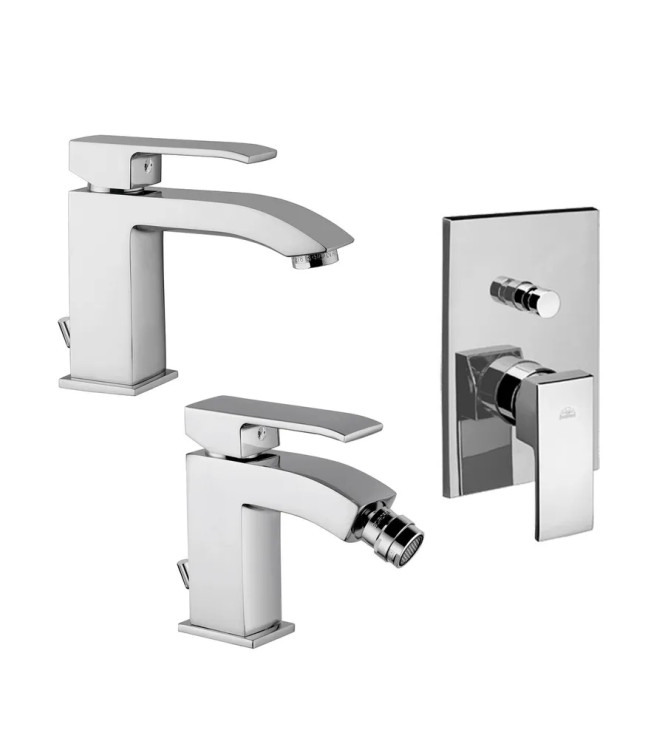 PAFFONI LEVEL MISCELATORE LAVABO + BIDET + PILETTE + INCASSO DOCCIA A MURO CON DEVIATORE - LEVELLBDD