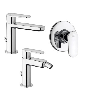 PAFFONI CANDY WASHBASIN AND BIDET MIXERS WITH DRAIN AND BUILT-IN SHOWER - CANDLBD