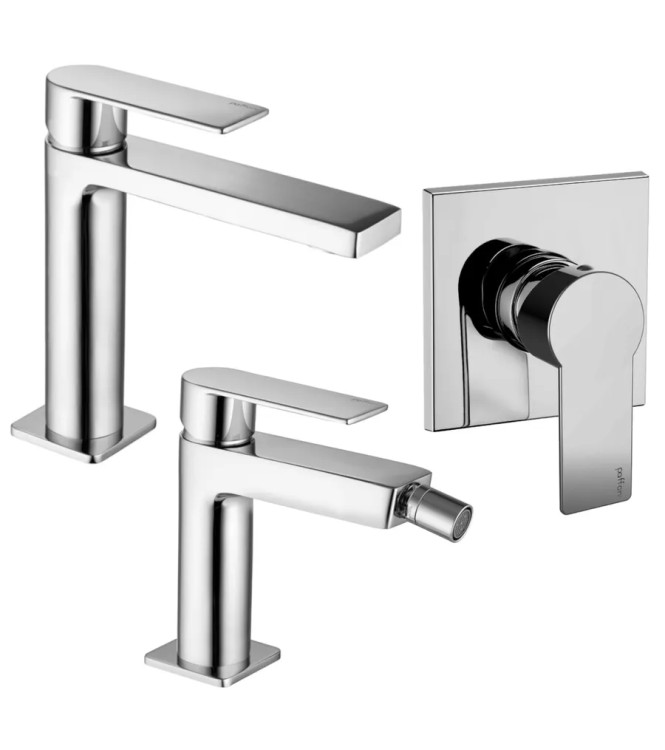 WASHBASIN AND BIDET MIXER SET WITH CHROME SINGLE-LEVER SHOWER -  TANGO BY PAFFONI - TA-17C
