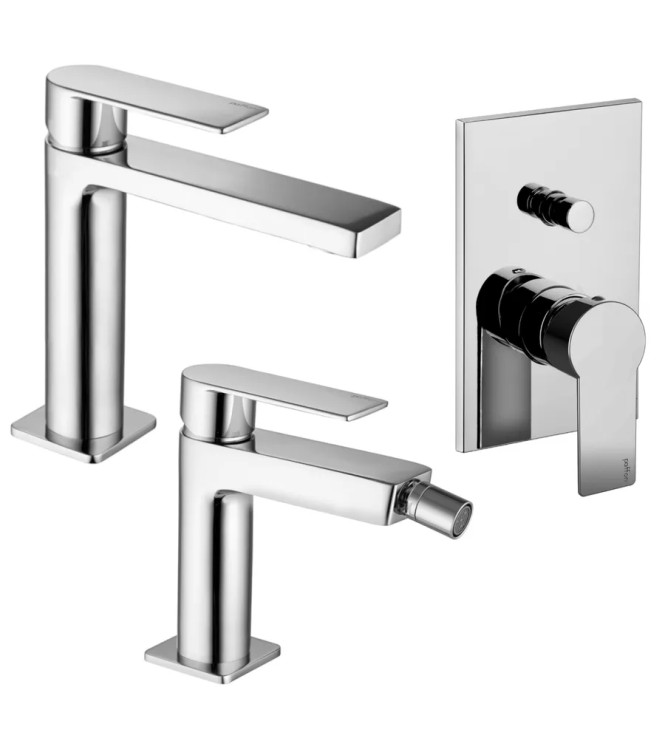 WASHBASIN AND BIDET MIXER SET WITH CHROME SHOWER HEAD WITH DIVERTER - TANGO BY PAFFONI - TA-75C