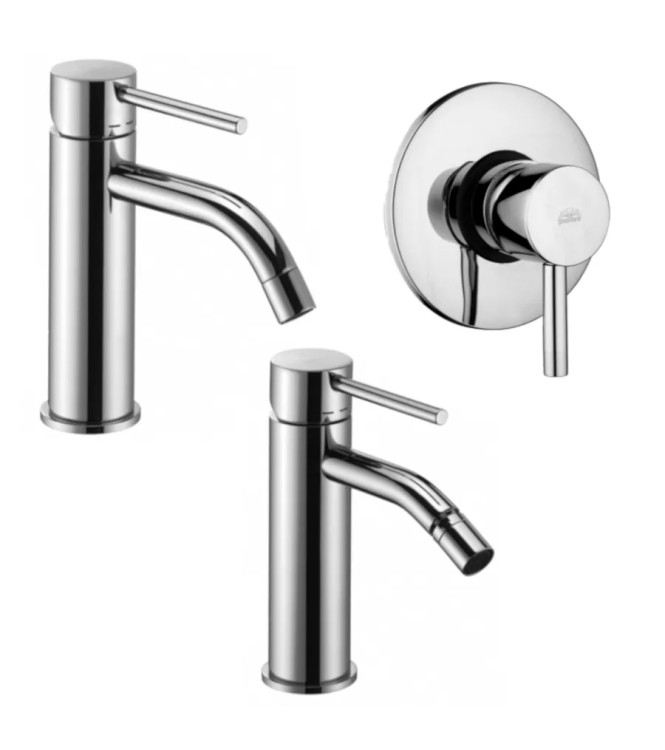 WASHBASIN AND BIDET MIXER SET WITH BUILT-IN SINGLE-LEVER SHOWER 11.6CM CHROME - LIGHT BY PAFFONI - LG-L1C